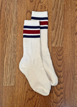 retro socks in navy/burgundy